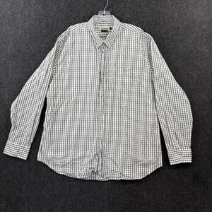 Tom Beckbe Shirt Men's XXL Gray White Check Cotton Button Down Pocket Casual